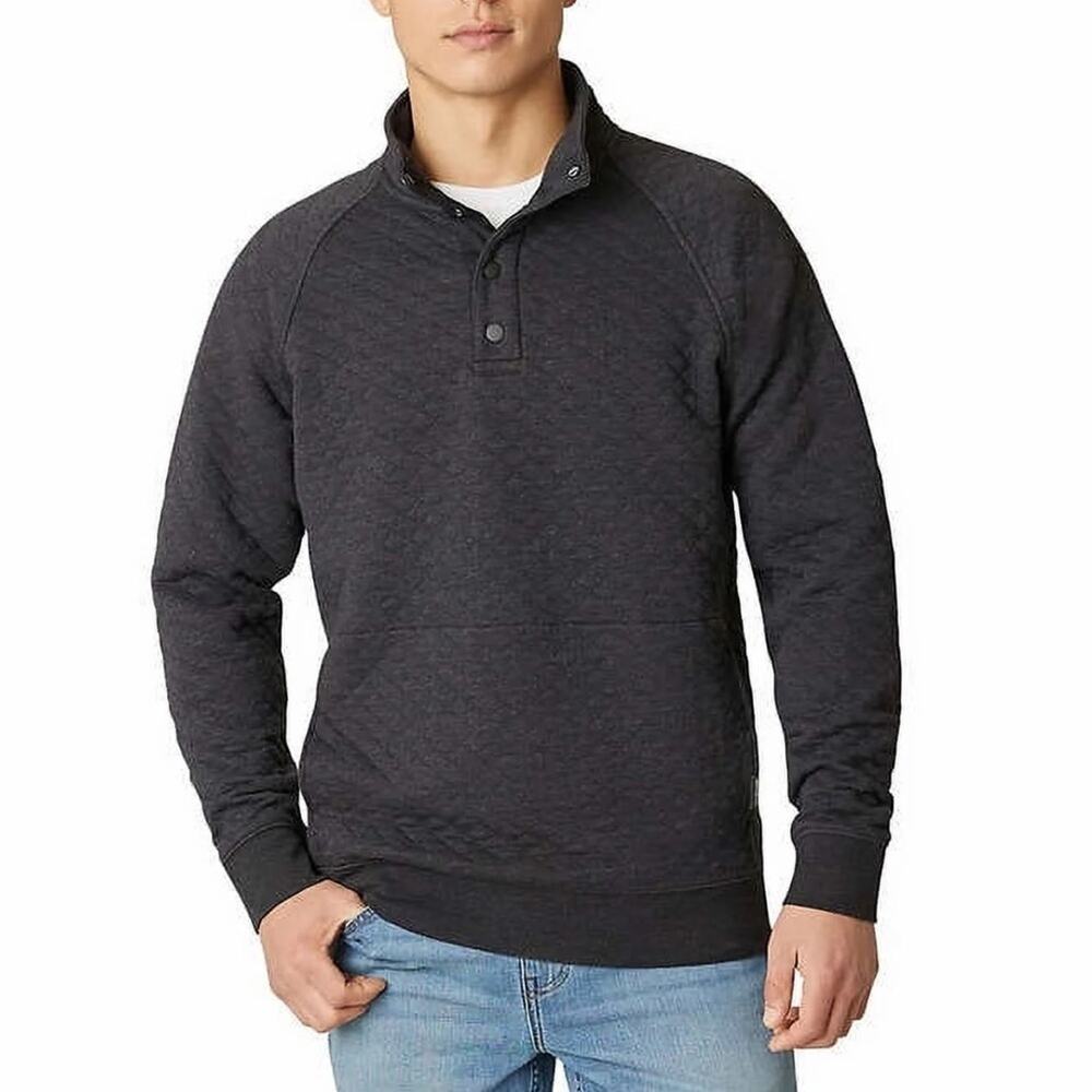 Eddie Bauer Quilted 1/4 Quarter Snap Pullover Charcoal Gray Sz M